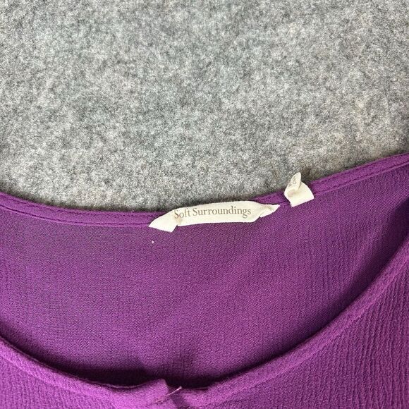 Soft Surroundings Tunic Top Womens 1X Bell Sleeve Tiered Flowy Purple Blouse - Picture 3 of 8